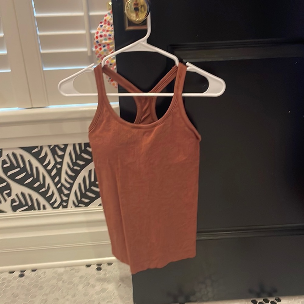brown lululemon ebb to street tank top